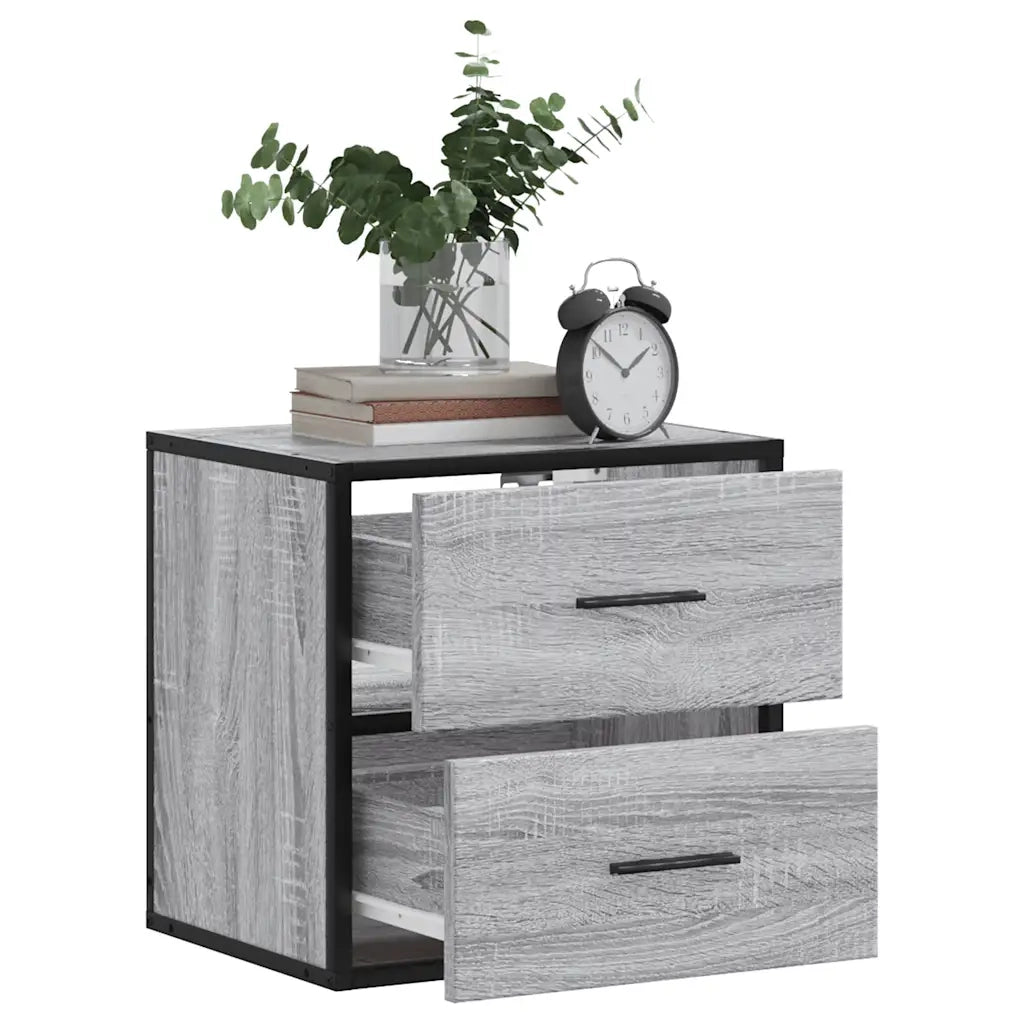 Comodini a Muro 2 pz Grigio Sonoma 40x31x39,5 cm