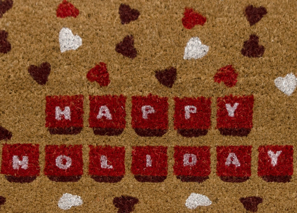 Zerbino Natale Cocco Ingresso Casa Esterno Antiscivolo Natalizio Happy Holiday Cuori