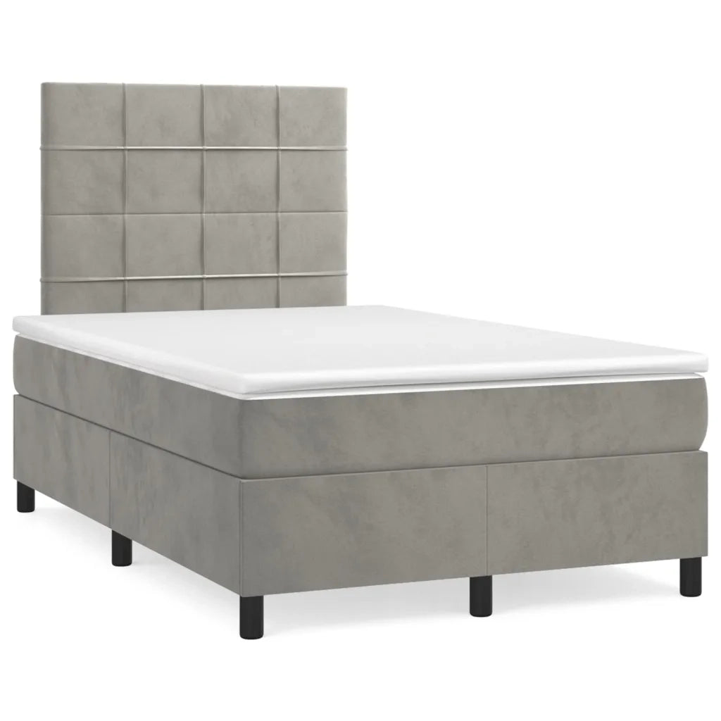Giroletto a Molle con Materasso Grigio Chiaro 120x200cm Velluto 3143013