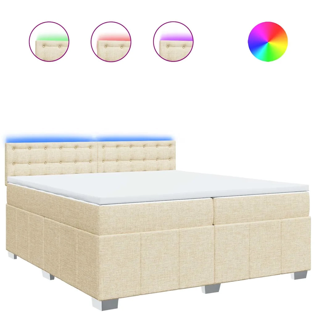 Giroletto a Molle con Materasso Crema 200x200 cm in Tessuto