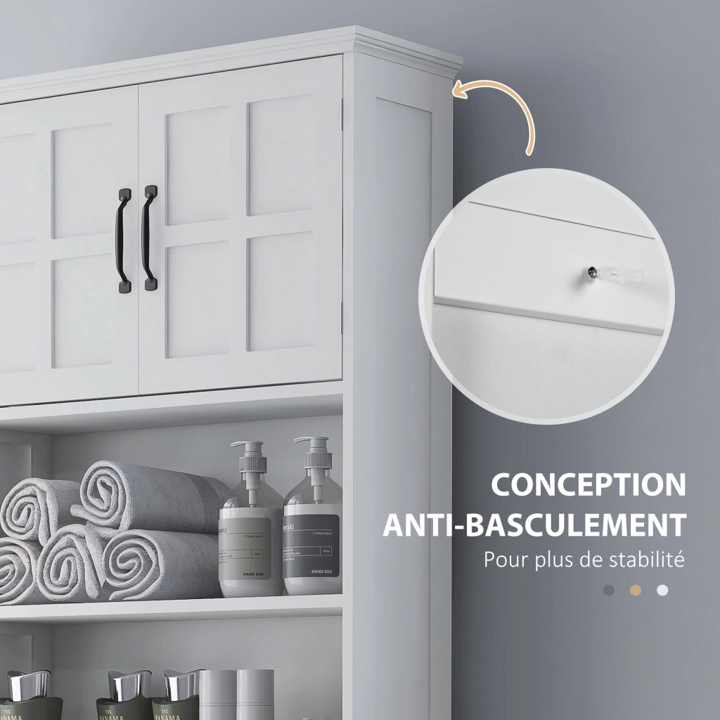 Armadietto Bagno con Ripiani Regolabili ¨C Zephmum ¨C Grigio 60x30x