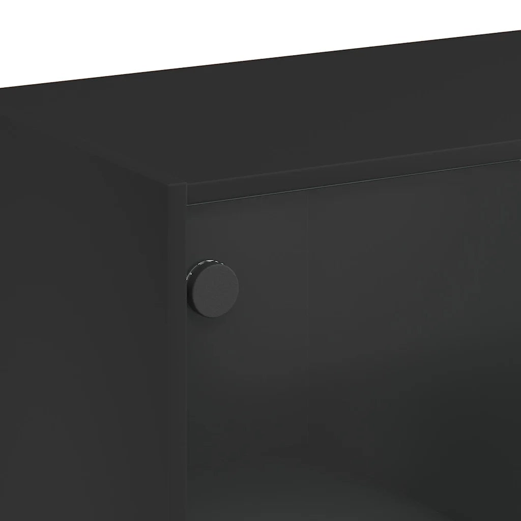 Credenza | Madia | Buffet da pranzo | Armadio da pranzo con Ante Nera 68x37x109 cm in Legno Multistrato