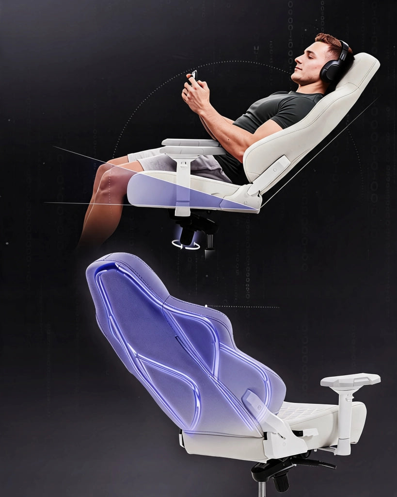 Sedia Gaming DOWINX Nera 200 kg con Braccioli 4D; Seduta Larga 59 cm e Dondolo 15°