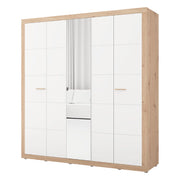 Armadio Camera da Letto Giseny, Guardaroba Grande Appendiabiti, 194x208h cm Bianco Opaco