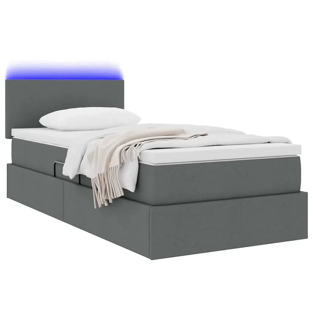 Letto con contenitore LED e materasso Grigio Scuro 90 x 190 cm