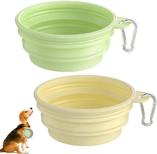 Porta cibo per animali domestici - 2 pezzi - Portatile - Ripiegabile - 350 ml - Facile da trasportare - Ciotola da viaggio per animali