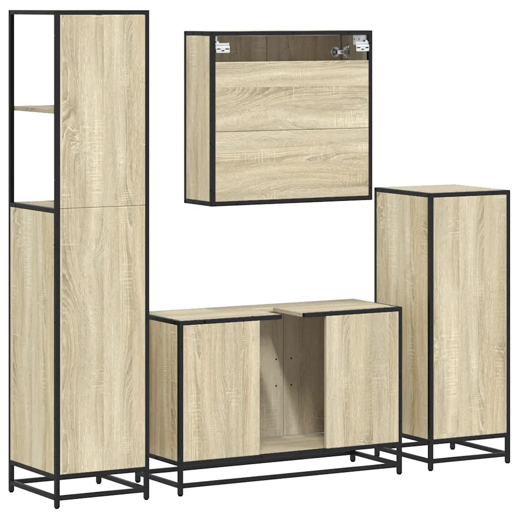 Set Mobili da Bagno 4 pz Rovere Sonoma in Legno Multistrato 3301281