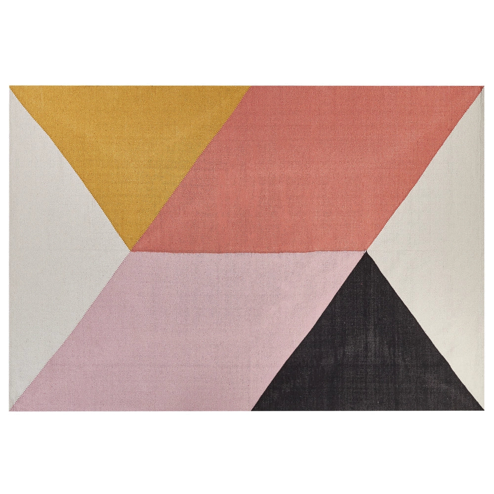 Tappeto in cotone multicolore motivo a geometrico 160 x 230 cm camera da letto soggiorno ingresso