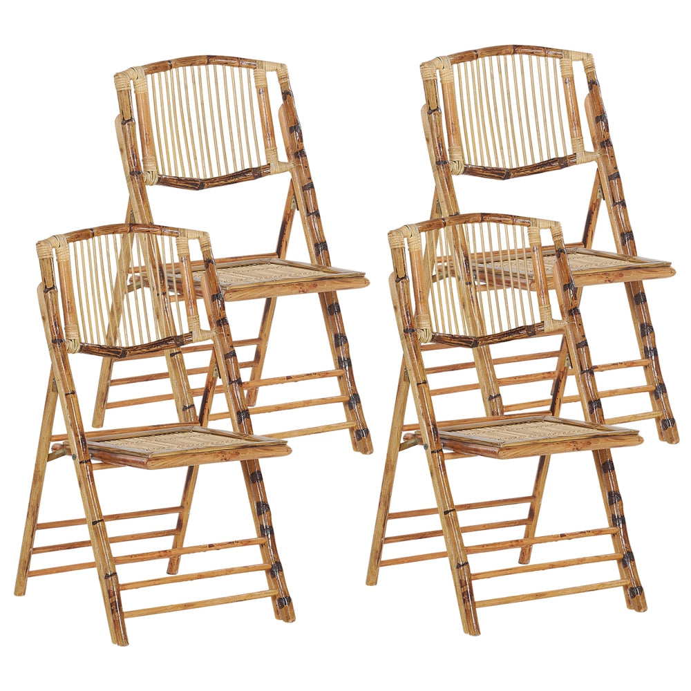 Set di 4 sedie pieghevoli in legno chiaro sedie da pranzo in rattan stile boho