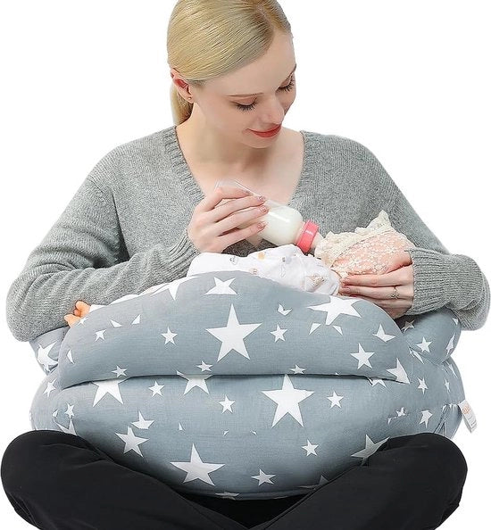 Cuscino alimentare XXL Cuscino per gravidanza Cuscino per lato per bambino, Cuscino alimentare per gravidanza con cappuccio in cotone, cuscino regolabile, Cuscino alimentare per bambino