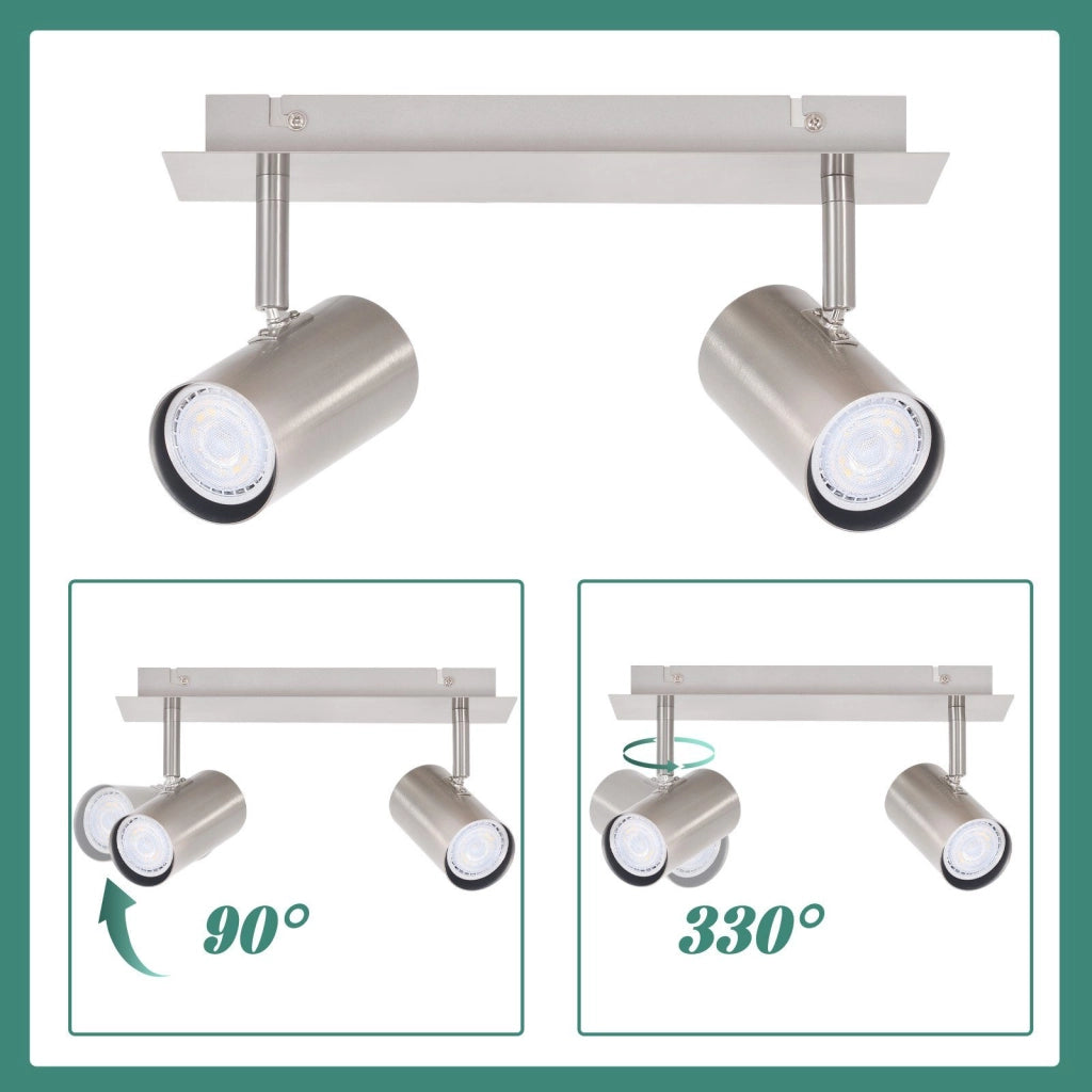 ZMH Faretto da soffitto nichelati 2 luci GU10 orientabili 330° design moderno per corridoio
