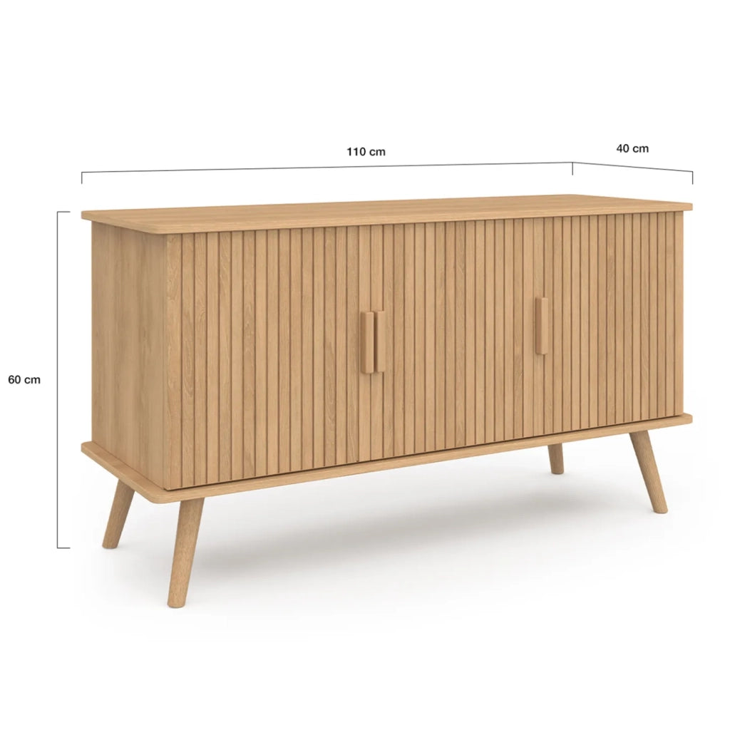 IDMarket - Aparador de 3 puertas JULIETTE efecto listones 110 cm