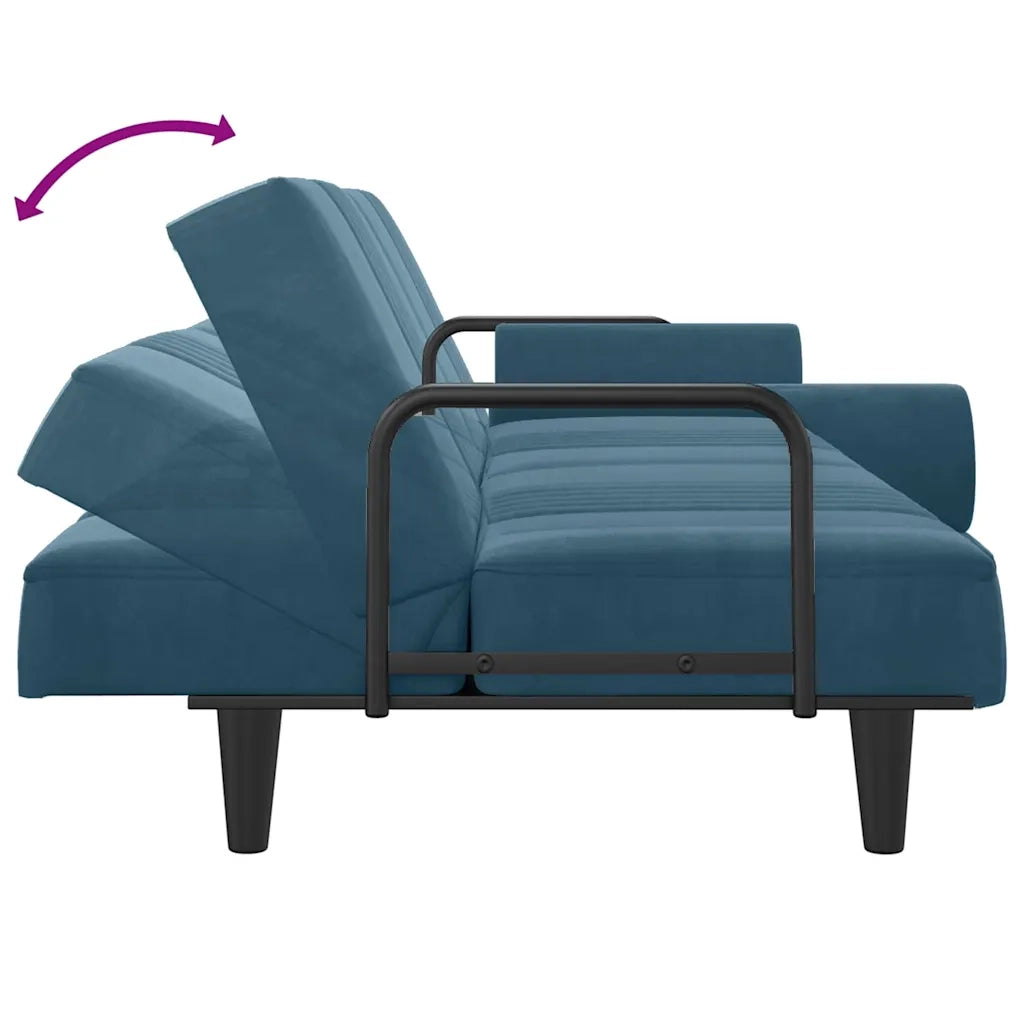 Divano letto | Sof¨¤ letto | Letto singolo con Braccioli Blu in Velluto