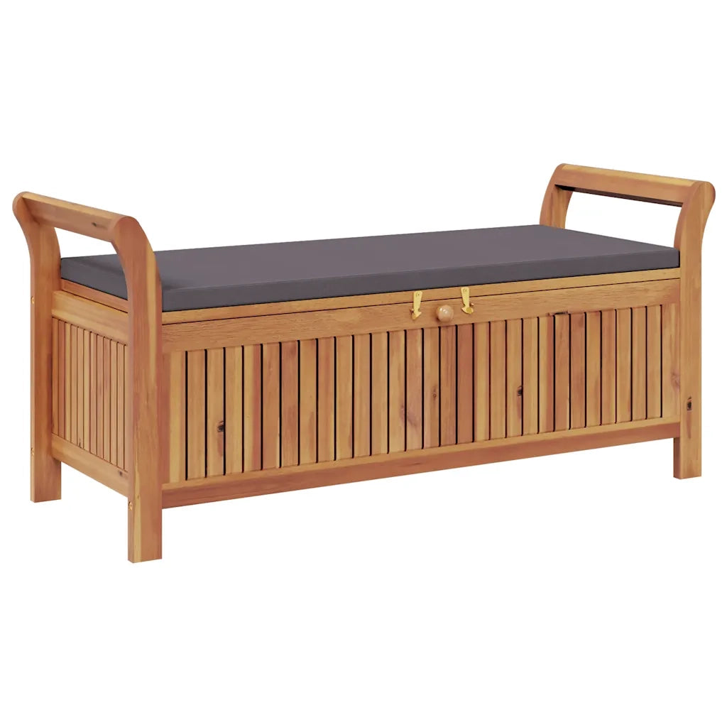 Panchina Portaoggetti Giardino | Panca da Giardino Cuscino 126cm Legno Massello Acacia