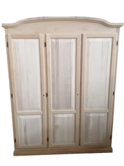 Armadio 3 ante cappello sagomato in legno grezzo 158x56x197 - Mobili 2G