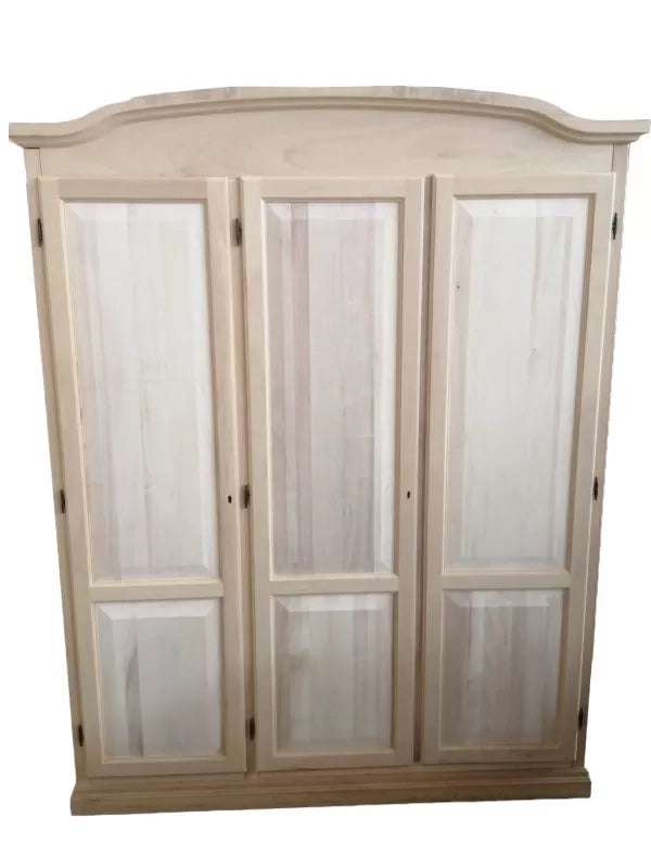 Armadio 3 ante cappello sagomato in legno grezzo 158x56x197 - Mobili 2G