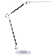 Lampada da tavolo color argento LED intensità variabile braccio regolabile stile moderno cameretta ufficio
