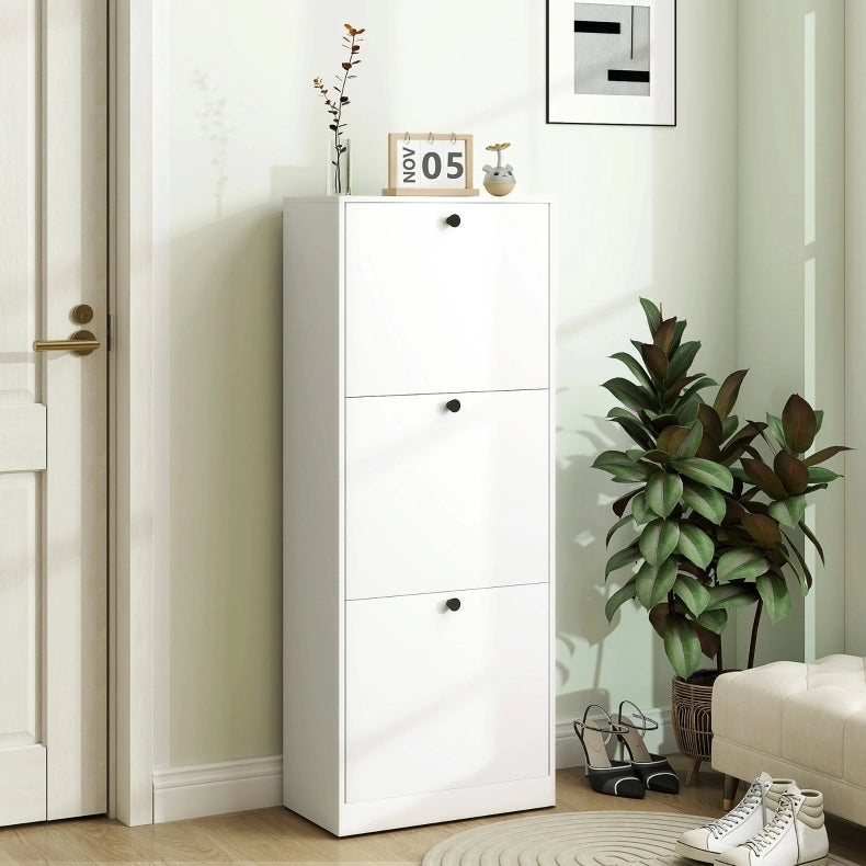 Scarpiera stretta a 3 ribalte, bianco