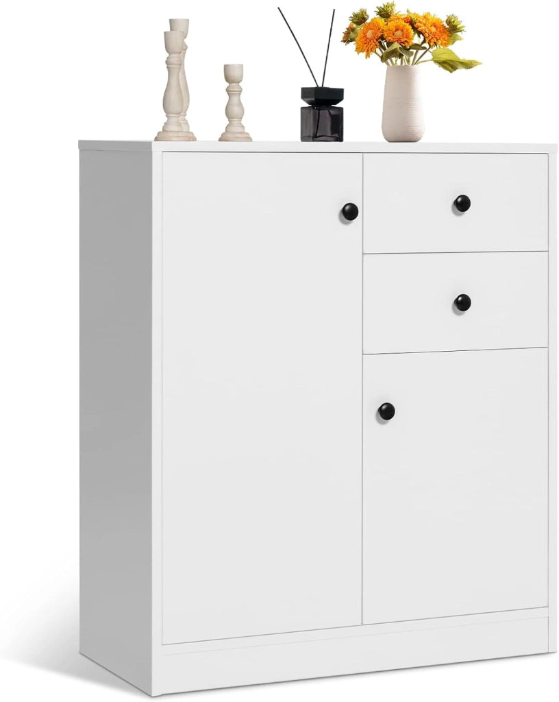 Credenza da Cucina con 2 ante, Mobile Cucina, Credenza Soggiorno Moderna, Sala da Pranzo, 72x34x85,5cm, Bianco