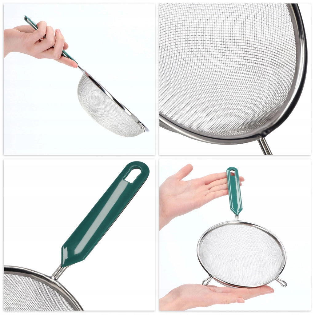 Colino da cucina KADAX con manico in acciaio per setacciare la farina, 16 cm di diametro