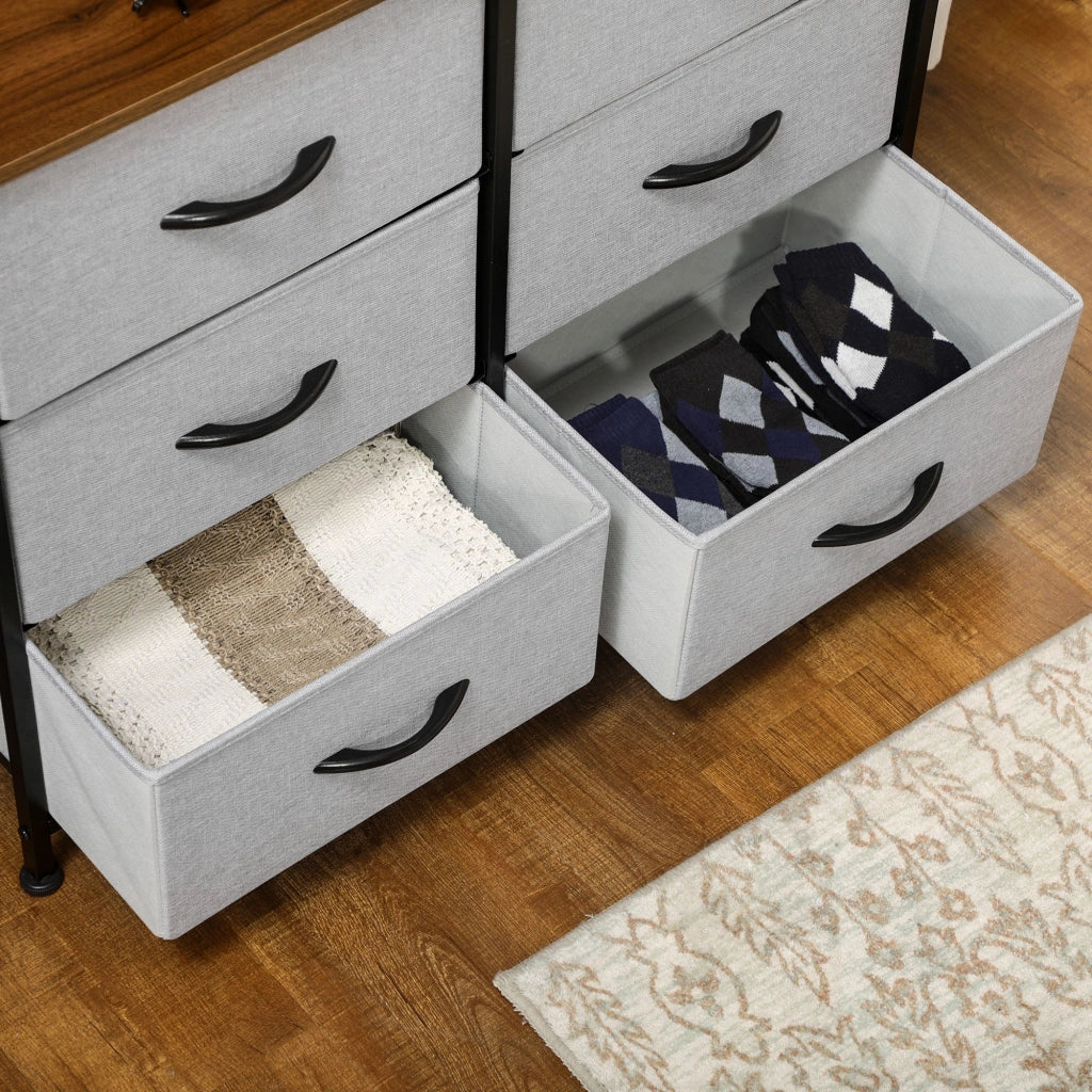 Cassettiera Sideboard ¨C zephmum ¨C 6 Cassetti, Tessuto, 80x30x62.5 cm, Marrone, Nero, Grigio