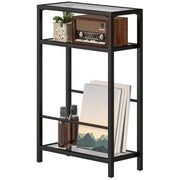 TAVOLINO Laterale a 3 ripiani 40x18x62 cm Vetro Nero