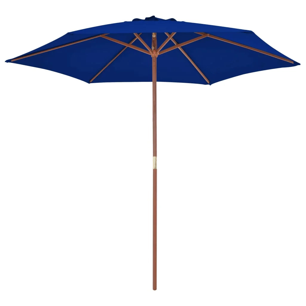 Ombrellone da esterno con palo in legno 270 cm blu 02_0008256