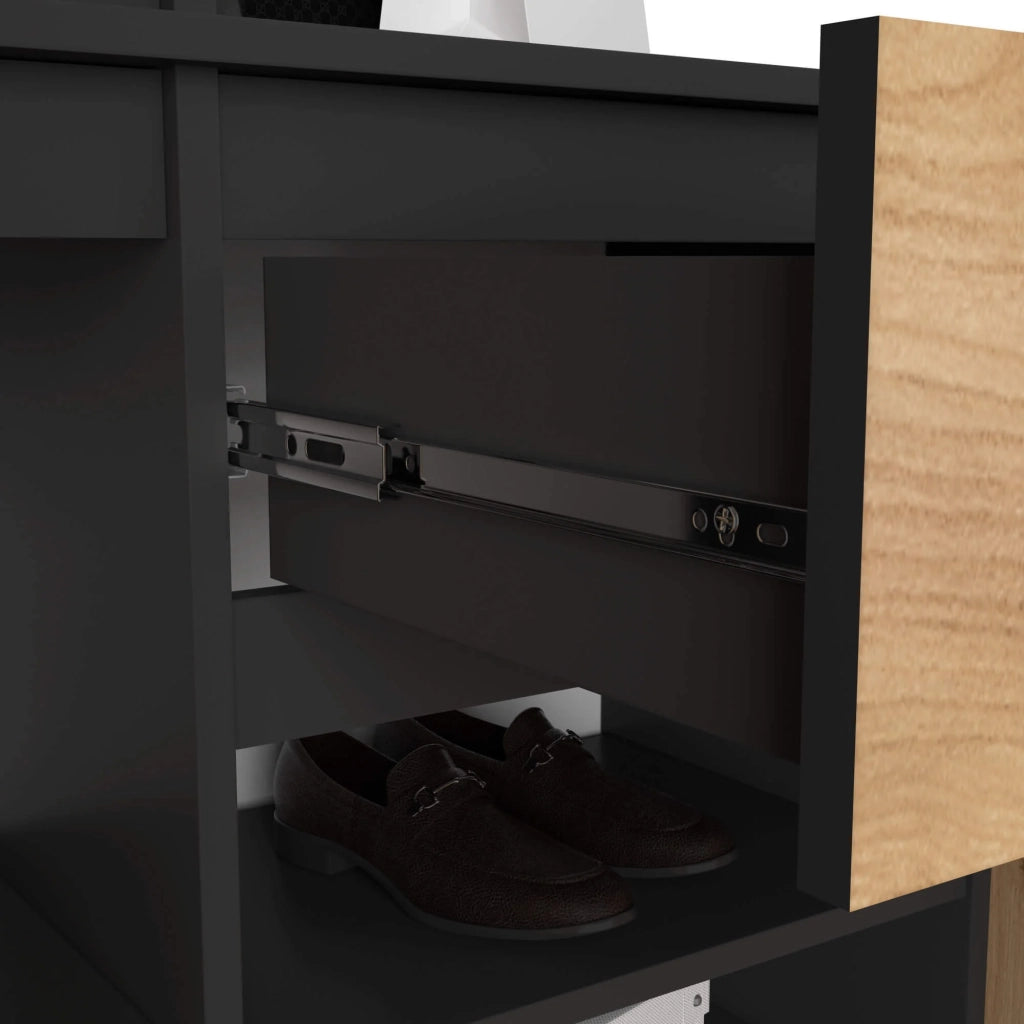 Scarpiera ingresso con appendiabiti ENTRO AKORD Nero, Quarcia Craft 95x183x35 cm