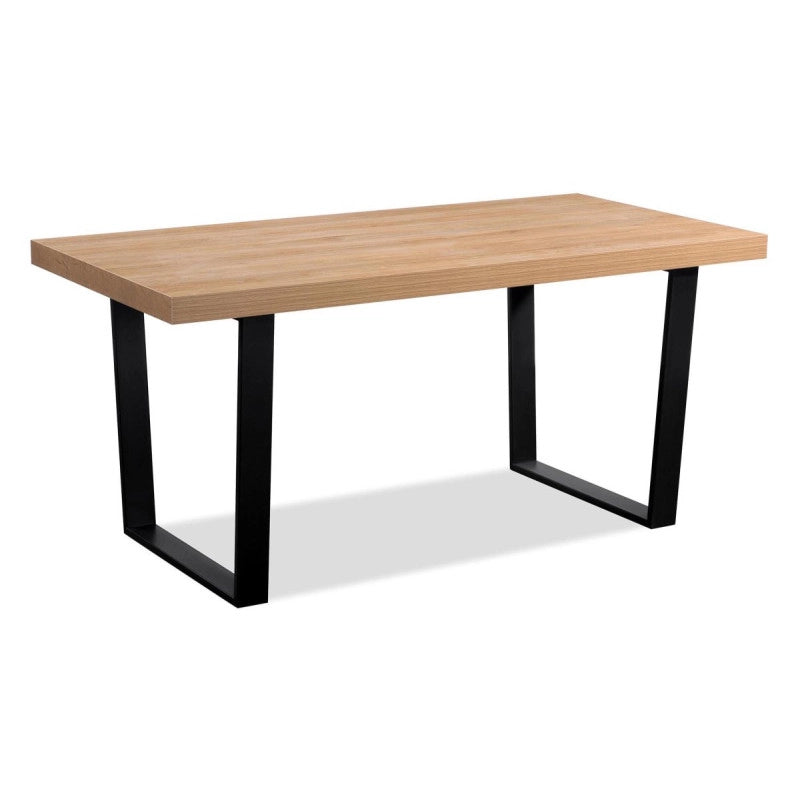 Tavolo Jacob 180x90x75cm Piano In Mdf + Melamina Naturale Gambe Nere