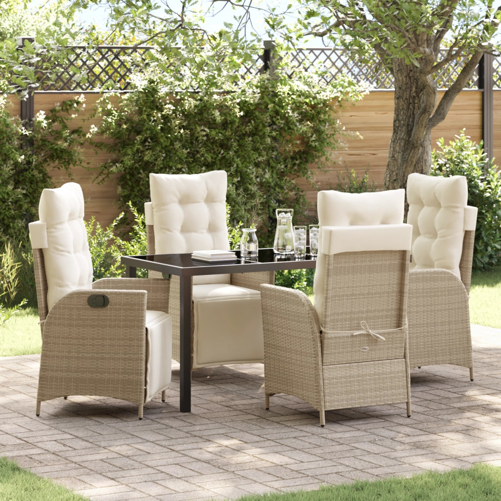 Set da Pranzo Giardino 5 Pezzi Beige Rattan PE