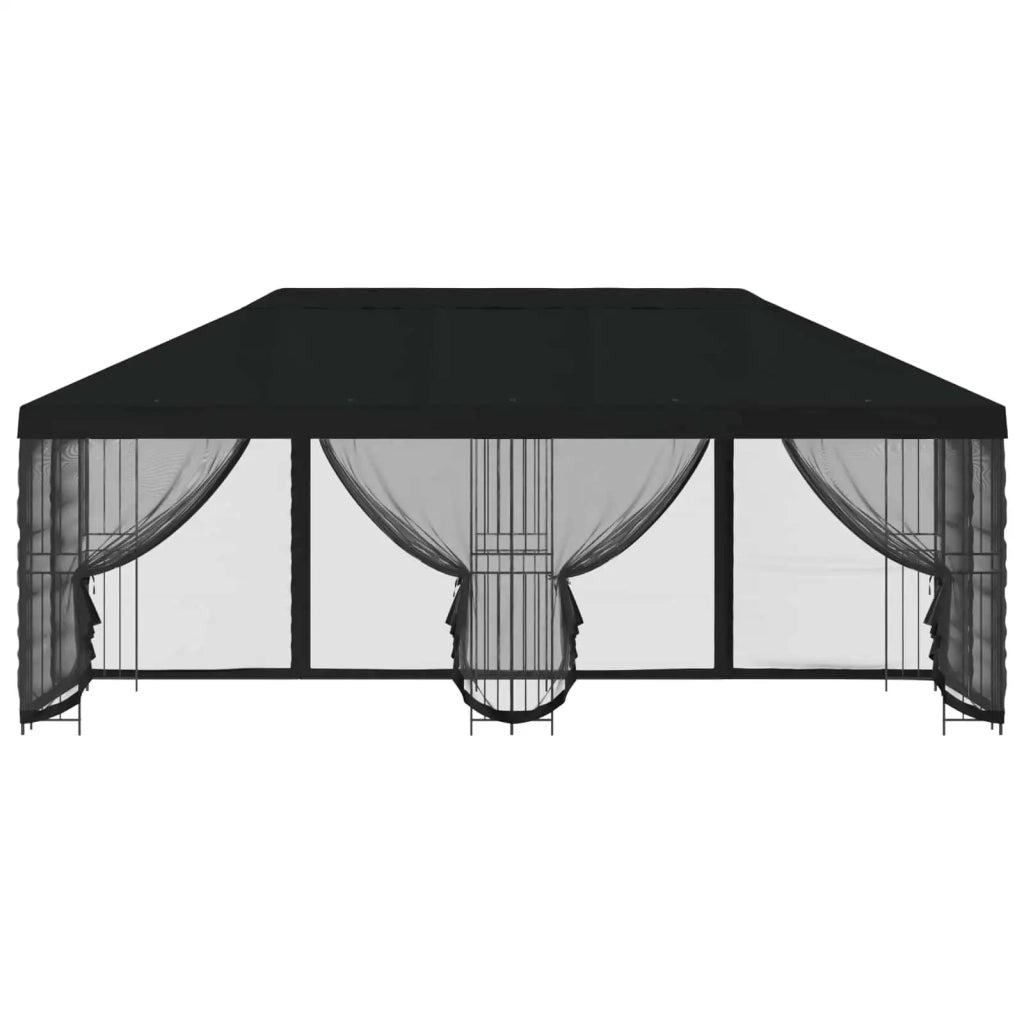 Gazebo con pareti laterali 6 x 3 m Nero Poliestere e Acciaio 3376003