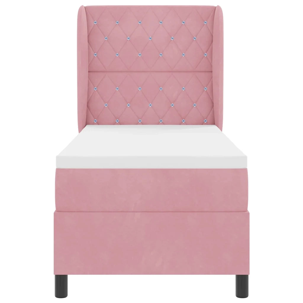 Letto a molle con materasso Rosa 200 x 80 cm Velluto 3340849