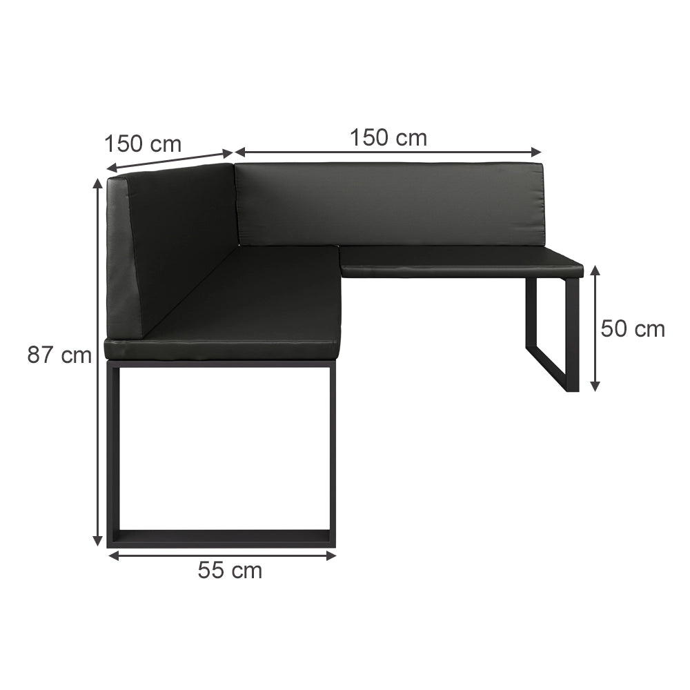 Vicco panca ad angolo Nero 150 x 150 cm