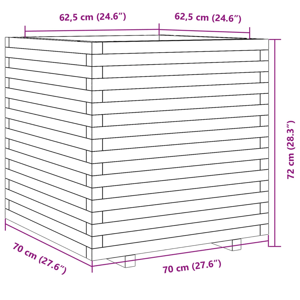 Fioriera da Giardino Bianca 70x70x72 cm Legno Massello di Pino 3282620