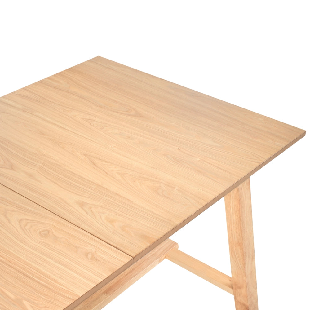 Tavolo da cucina allungabile per sala da pranzo Piano impiallacciato rettangolare Finitura naturale Gambe in legno massiccio 160/200 x 90 cm Legno di frassino chiaro