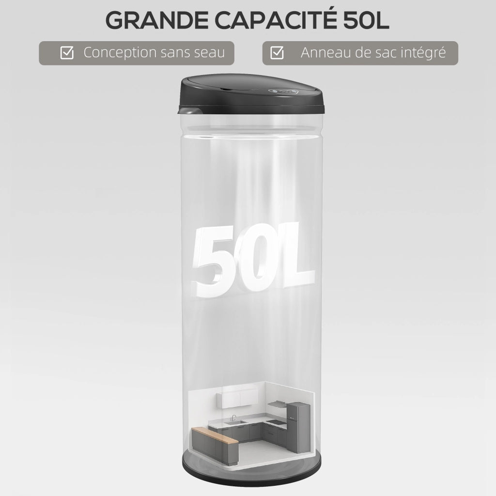 Bidone per Cucina Automatico 50L ¨C zephmum ¨C Acciaio Inossidabile Argento 30.5x30.5x85cm