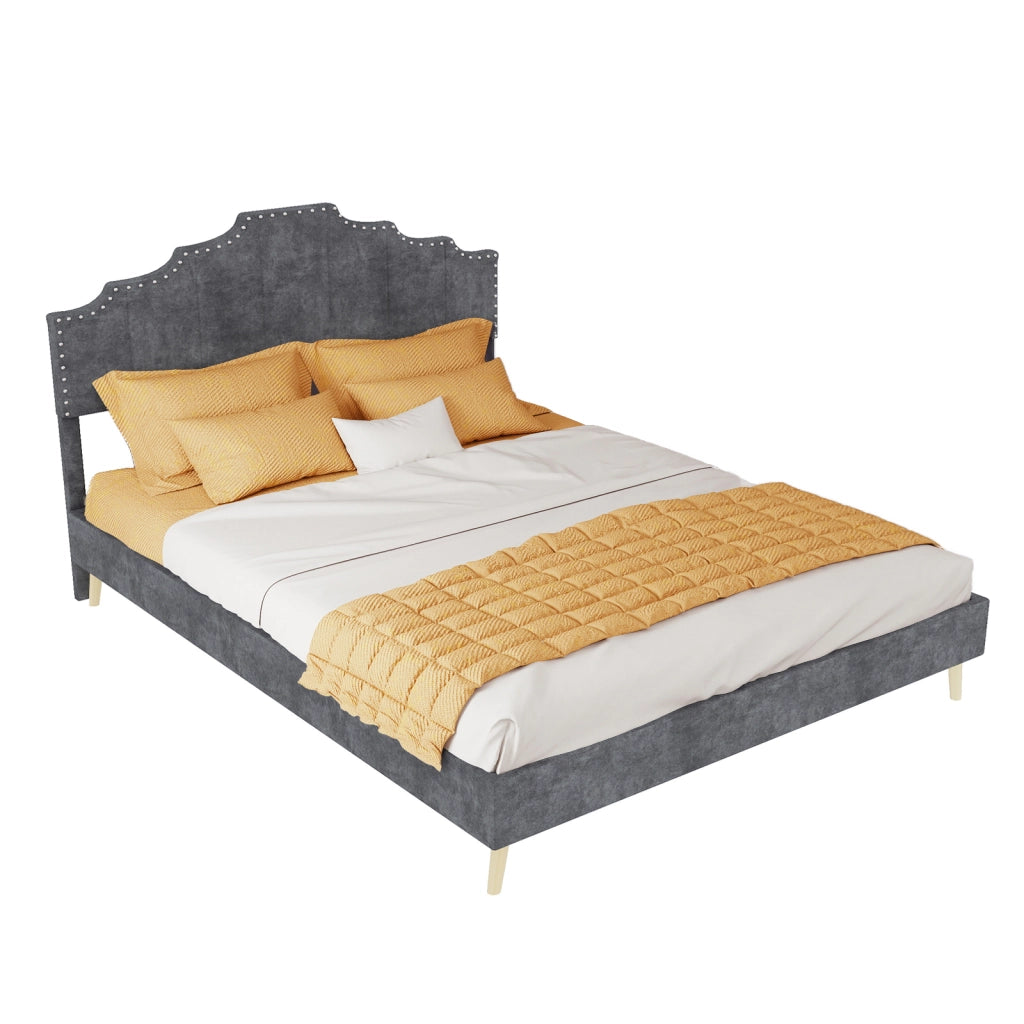 letto moderno in tessuto e metallo grigio 140 x 200 cm