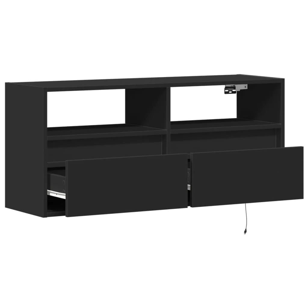 Mobile TV multimediale scaffale TV credenza mobile TV sala da pranzo soggiorno camera da letto mobile da parete con luci LED 100 x 31 x 45 cm nero 02_0027848
