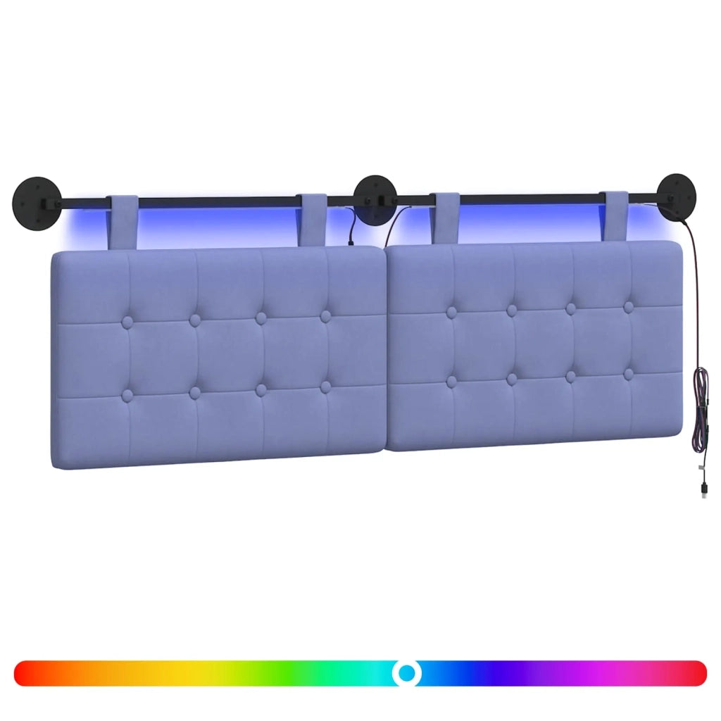 Testiera sospesa Con luce LED Blu jeans Tessuto