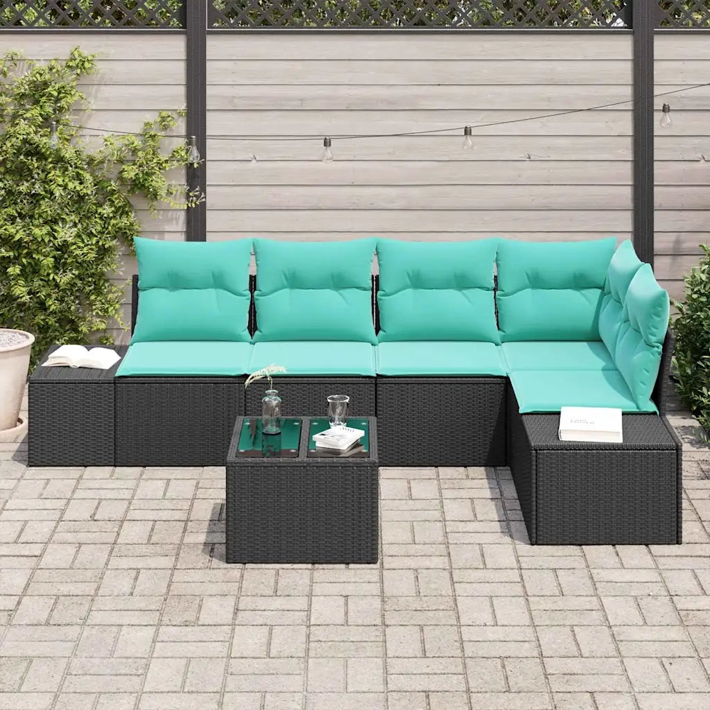 Set Divano da Giardino 6 pz Nero polyrattan 3347076