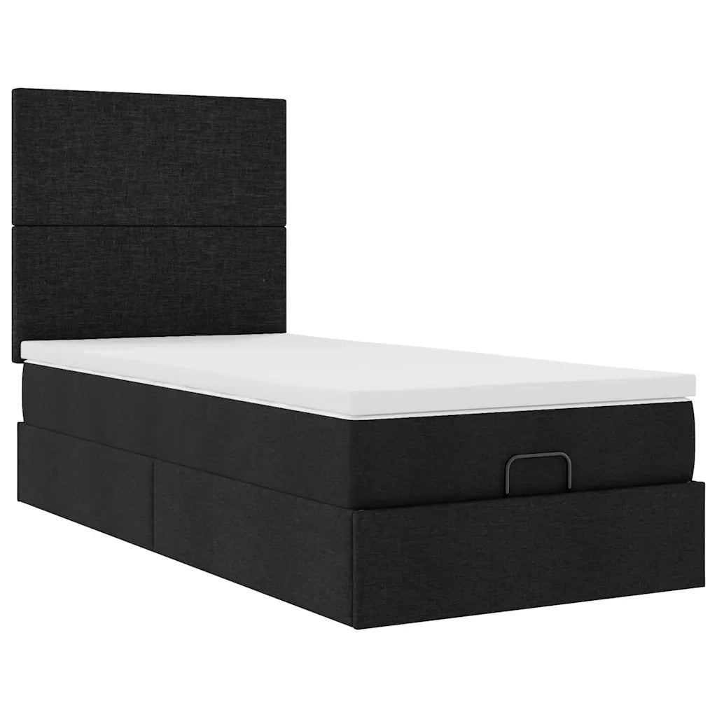 Pouf Letto con Materasso Nero 90x200 cm in Tessuto 3313045