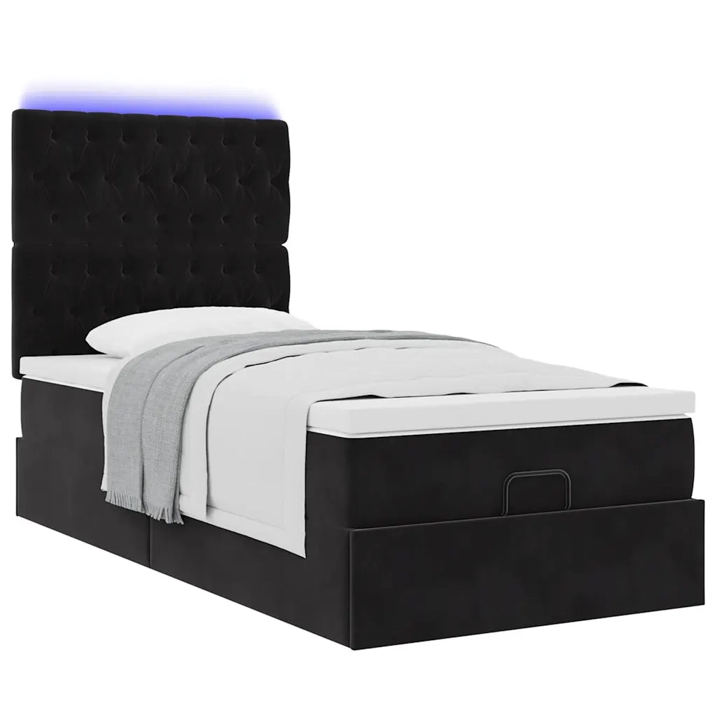 Struttura Letto Pouf con Materassi Nero 100x200 cm Velluto 3314374