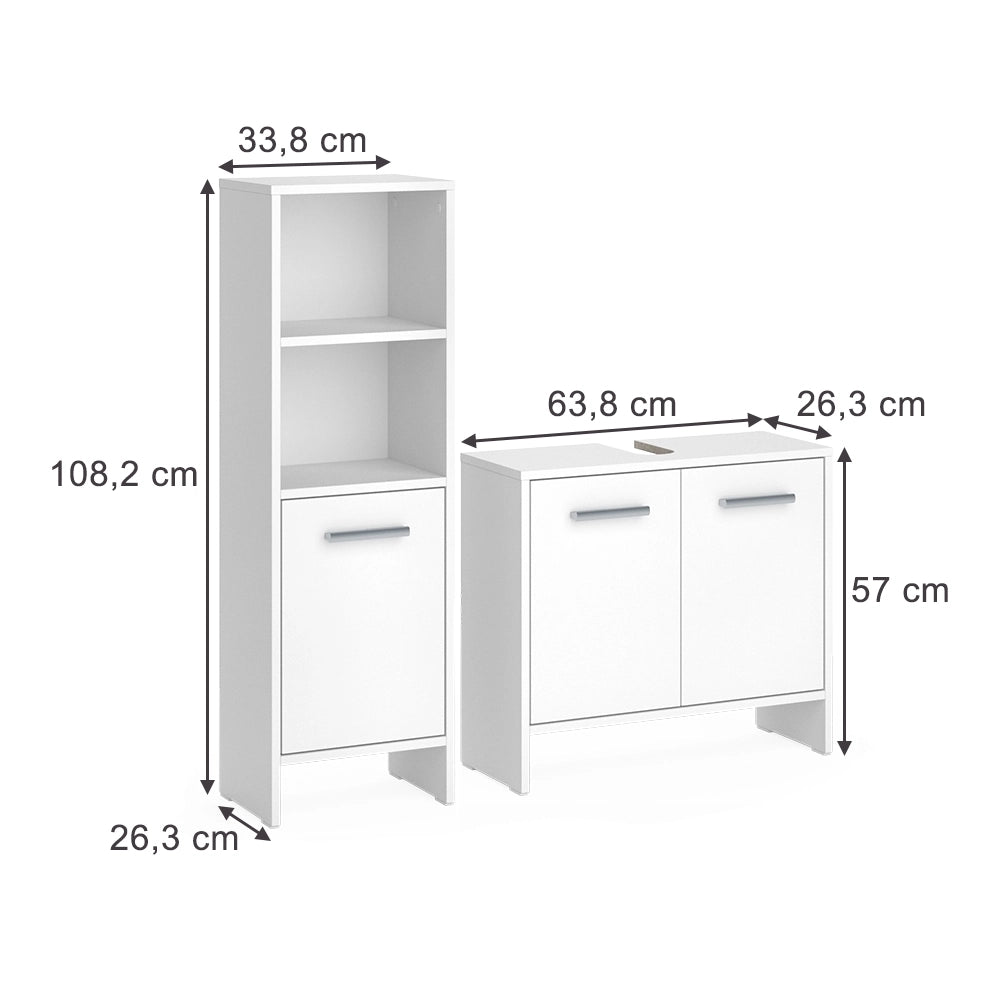 Vicco Set di mobili da bagno Bianco 2 parti