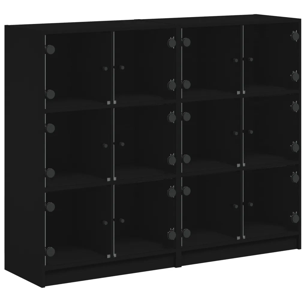 Libreria con Ante Nera 136x37x109 cm in Legno Multistrato 3206511