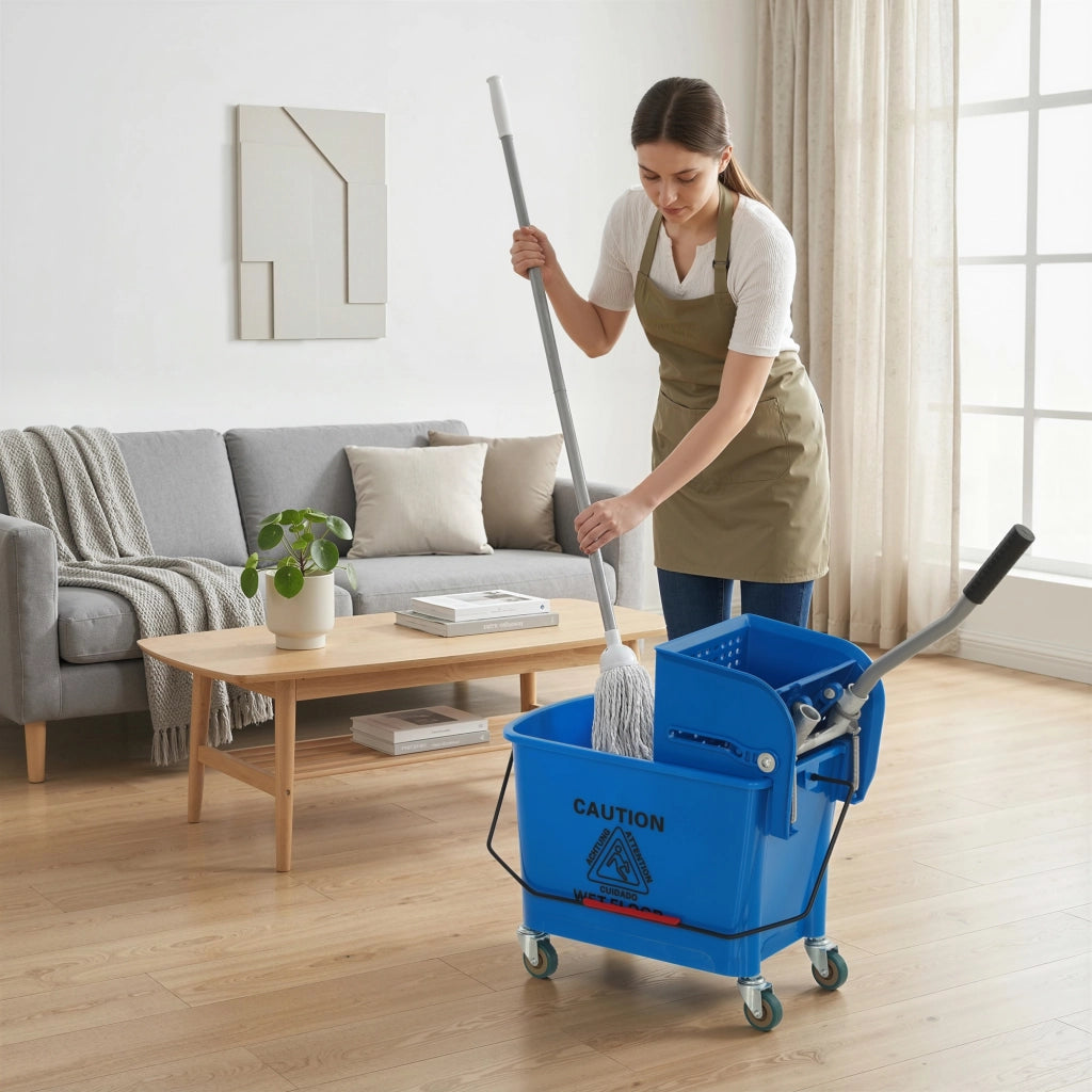 Secchio Lavatoio con Scolapiatti e Ruote ¨C Zephmum ¨C 45x26,5x70 cm Blu