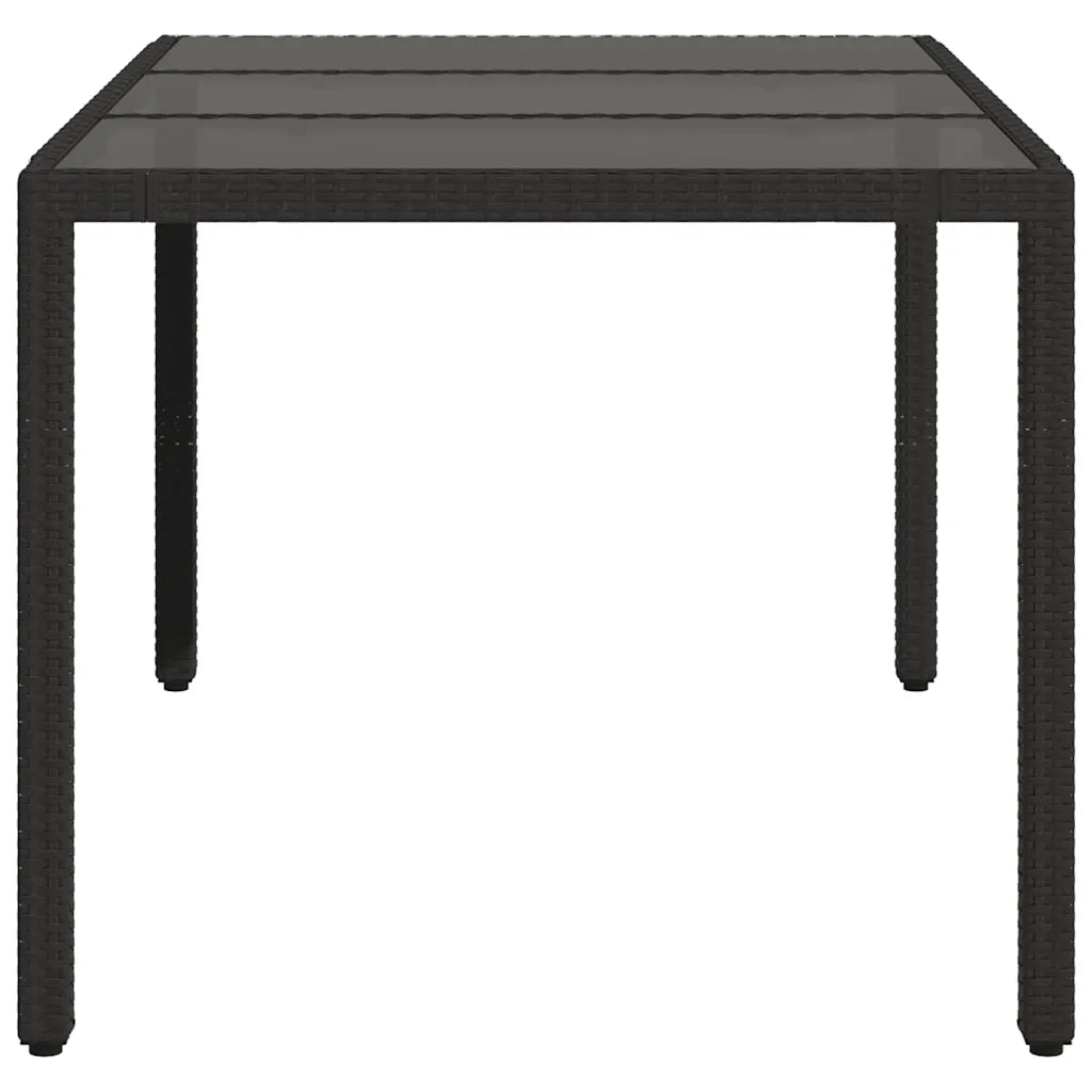 Tavolo da Giardino | Tavolino da esterno Piano in Vetro Nero 150x90x75 cm Polyrattan