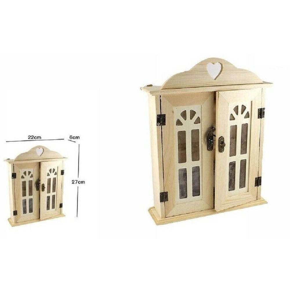 Trade Shop - Cassetta Portachiavi Legno 6 Ganci Appendi Chiavi Muro Per Decoupage -