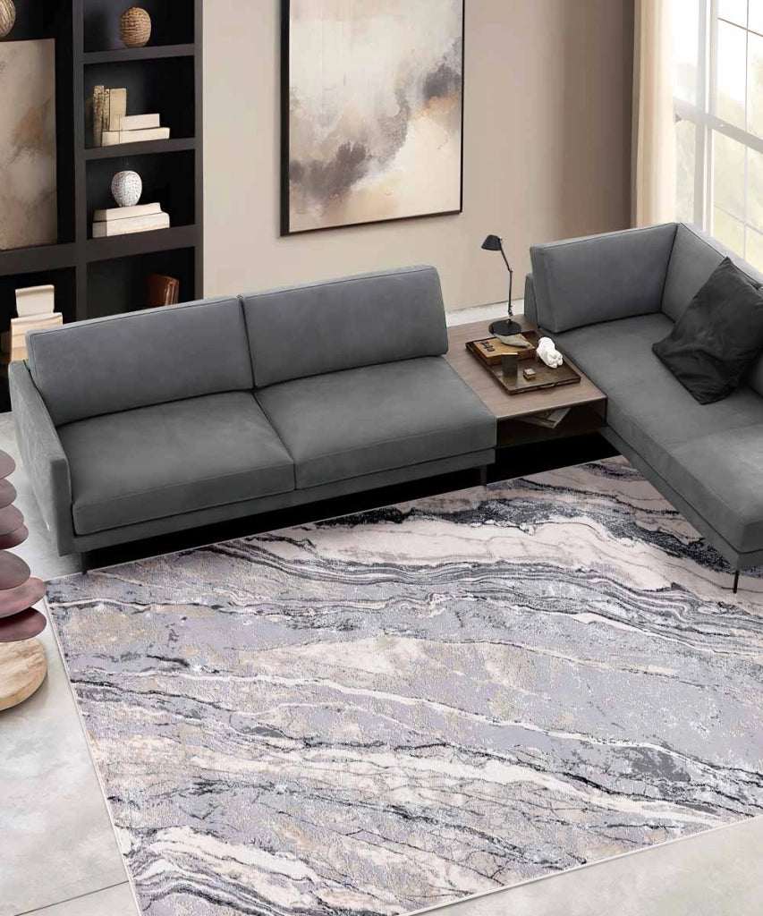 Tappeto NEVADA 9224 grigio cm.240x340 design moderno effetto marmo