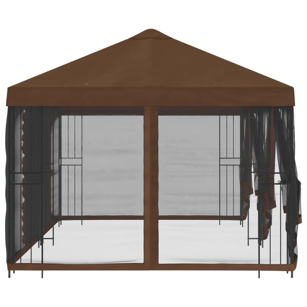 Gazebo con pareti laterali 6 x 3 m Marrone Poliestere e Acciaio 3376005