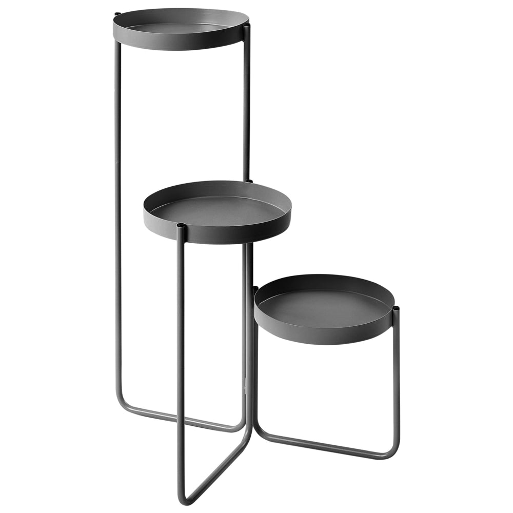 Portapiante per fiori rotonda in metallo nero 21 x 42 x 60 cm per interni ed esterni